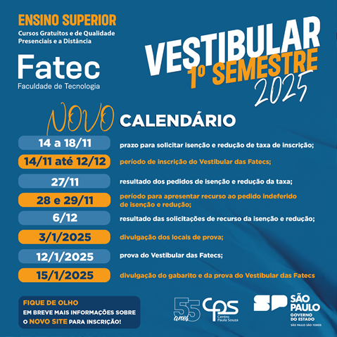 Calendário para o Vestibular!